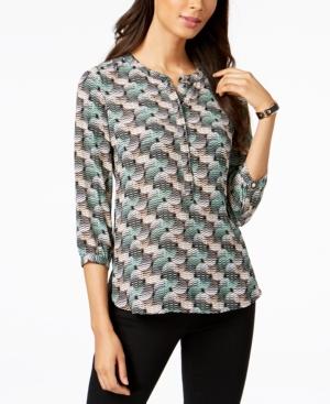 Jm Collection Printed Henley Top, Created For Macy's
