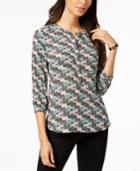 Jm Collection Printed Henley Top, Created For Macy's