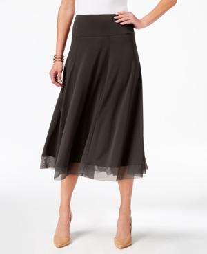 Jm Collection Petite Mesh-hem A-line Skirt, Only At Macy's