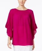 Alfani Solid Flounce-sleeve Peasant Blouse, Only At Macy's