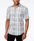Alfani Black Men's Space Dyed Plaid Short-sleeve Shirt, Only At Macy's