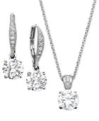 Danori Cubic Zirconia Solitaire Pendant Necklace And Matching Drop Earrings