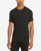 Kenneth Cole Reaction Men's Henley With Faux Leather Trim
