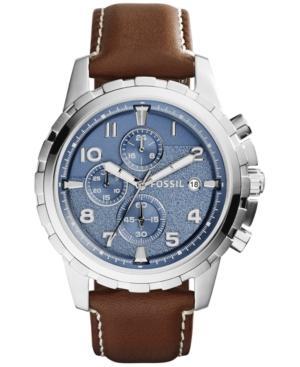 Fossil Men's Chronograph Dean Brown Leather Strap Watch 45mm Fs5022 - A Macy's Exclusive