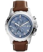 Fossil Men's Chronograph Dean Brown Leather Strap Watch 45mm Fs5022 - A Macy's Exclusive