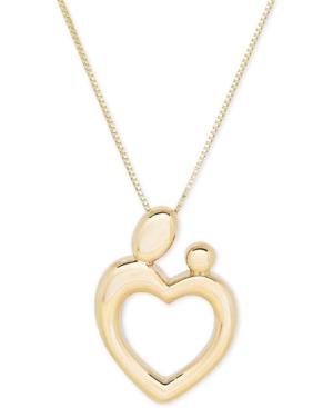 Mother-themed Heart Pendant Necklace In 10k Gold