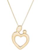 Mother-themed Heart Pendant Necklace In 10k Gold