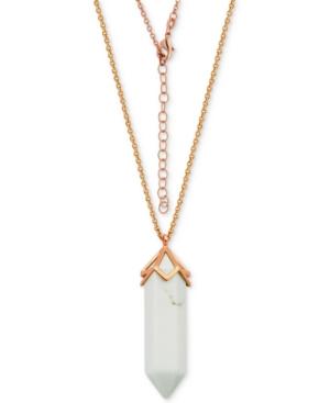White Agate Long Pendant Necklace (28 Ct. T.w.) In Silver-plated Rose Gold-flash