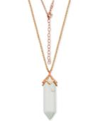White Agate Long Pendant Necklace (28 Ct. T.w.) In Silver-plated Rose Gold-flash