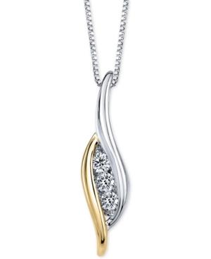 Sirena Three-stone Diamond Two-tone Pendant Necklace (1/4 Ct. T.w.) In 14k Gold And White Gold