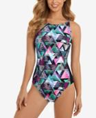 Swim Solutions Sport Cleo High-neck Tummy-control One-piece Swimsuit Women's Swimsuit