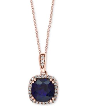 Royal Bleu By Effy Sapphire (2-1/2 Ct. T.w.) And Diamond (1/5 Ct. T.w.) Pendant Necklace In 14k Rose Gold