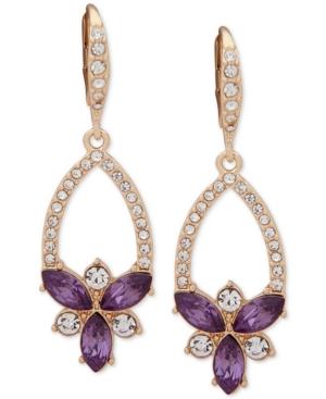 Anne Klein Gold-tone Crystal & Stone Cluster Drop Earrings