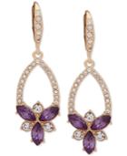 Anne Klein Gold-tone Crystal & Stone Cluster Drop Earrings