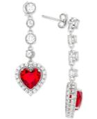 Giani Bernini Cubic Zirconia Heart Drop Earrings In Sterling Silver, Created For Macy's