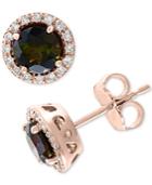 Effy Green Tourmaline (1-1/10 Ct. T.w.) & Diamond (1/8 Ct. T.w.) Stud Earrings In 14k Rose Gold