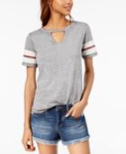 Hippie Rose Juniors' Cutout Varsity T-shirt
