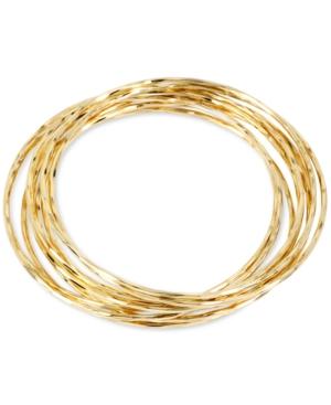 Touch Of Silver Thin Bangle Bracelet Set In 14k Gold Over Metal