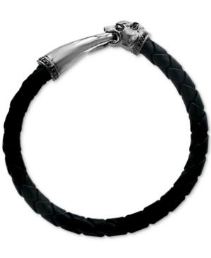 Effy Men's Leather Panther Bracelet In Sterling Silver