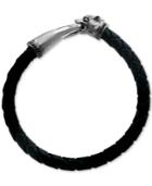 Effy Men's Leather Panther Bracelet In Sterling Silver