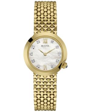 Bulova Women's Diamond Accent Gold-tone Stainless Steel Mesh Bracelet Watch 28mm 97p114