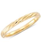 Signature Gold Ribbed Hinged Bangle Bracelet In 14k Gold Over Resin, Created For Macy's