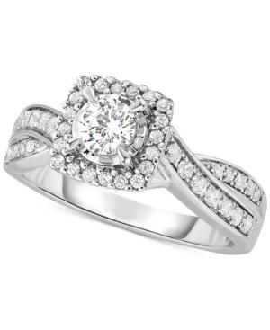 Diamond Twist Halo Engagement Ring (3/4 Ct. T.w.) In 14k White Gold