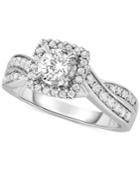Diamond Twist Halo Engagement Ring (3/4 Ct. T.w.) In 14k White Gold