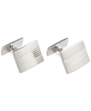 Ryan Seacrest Distinction Rhodium Detailed Lines Cufflinks