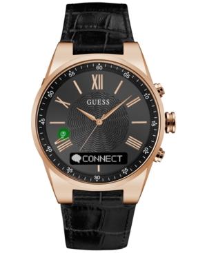 Guess Men's Connect Black Leather Strap Smart Watch 45mm C0002mb3