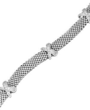 Diamond Mesh X Bracelet In Sterling Silver (1/3 Ct. T.w.)