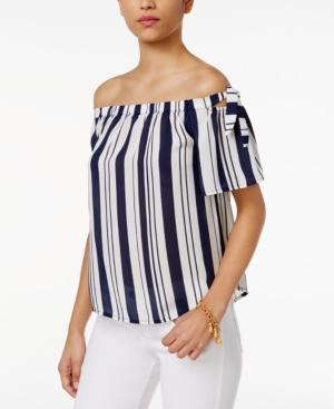 Lily Black Juniors' Striped Off-the-shoulder Top, Only At Macy's