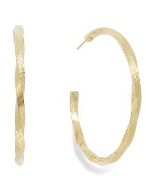 Diamond-cut C-hoop Earrings In 14k Gold Vermeil Over Sterling Silver