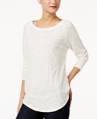 Style & Co Mixed-media Raglan-sleeve Top, Only At Macy's
