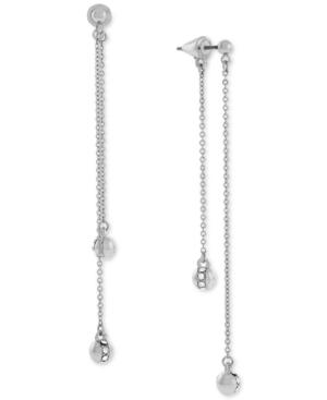 Vince Camuto Silver-tone Pave Ball Front And Back Earrings