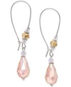 Inc International Concepts Silver-tone Pink Crystal Drop Earrings