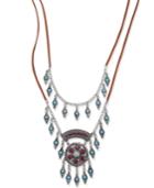 Silver-tone Layered Turquoise-look Dreamcatcher Necklace