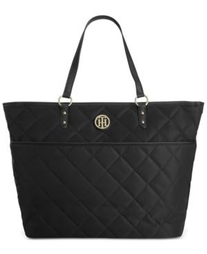 Tommy Hilfiger Quilted Nylon Top Zip Large Shopper
