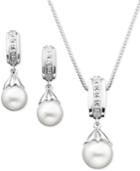 Cultured Freshwater Pearl (7mm) And Diamond Accent Jewelry Set In Sterling Silver