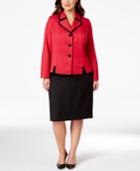 Le Suit Plus Size Contrast Trim Skirt Suit