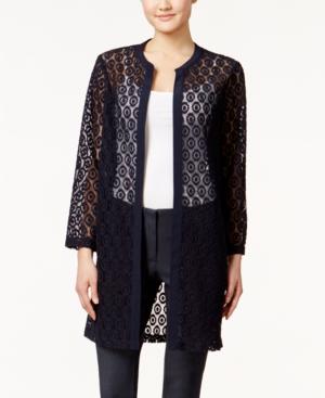 Alfani Petite Eyelet Open-front Jacket, Only At Macy's