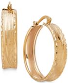 Satin Finish Wide Hoop Earrings In 14k Gold, Made In Italy