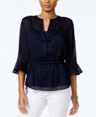 Tommy Hilfiger Sheer Peplum Top, Only At Macy's