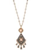 Marchesa Gold-tone Multi-stone Gray Pendant Necklace
