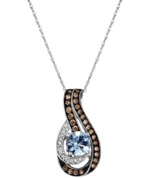 Le Vian Aquamarine (5/8 Ct. T.w.) And Diamond (1/4 Ct. T.w.) Pendant In 14k White Gold