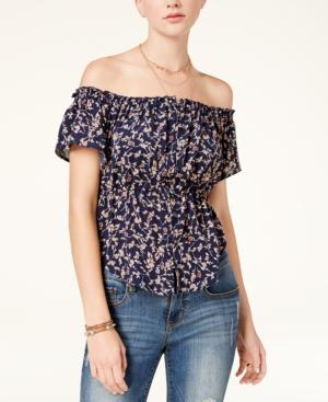 American Rag Juniors' Printed Off-the-shoulder Peasant Top, Created For Macy's