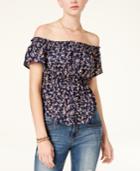 American Rag Juniors' Printed Off-the-shoulder Peasant Top, Created For Macy's