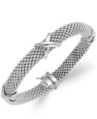 Sterling Silver Bracelet, Mesh X-accent Bangle