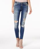 Sts Blue Cotton Ripped Embellished Skinny Jeans