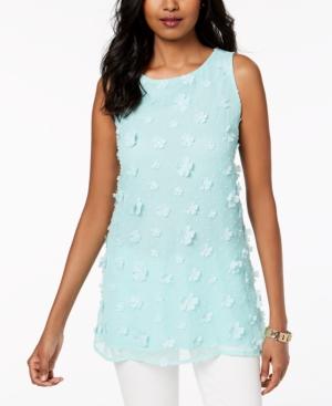 Charter Club Crew-neck Floral-applique Shell, Created For Macy's